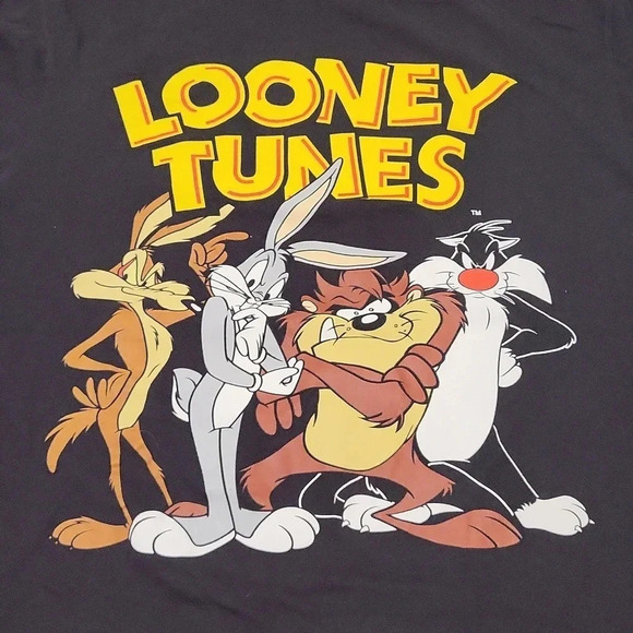 Looney Toons Front and Back Characters Black Short Sleeve Tee Mens Size‎ Medium - Picture 3 of 6